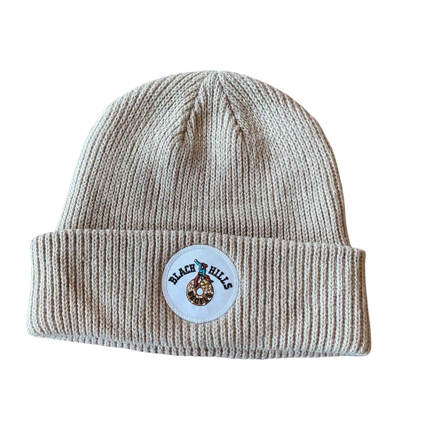 Tan Beanie Black Hills Bagel Logo