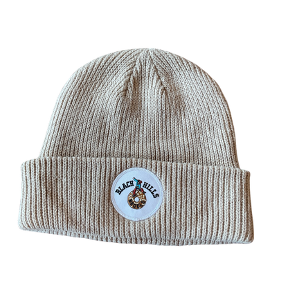 Tan Beanie Black Hills Bagel Logo